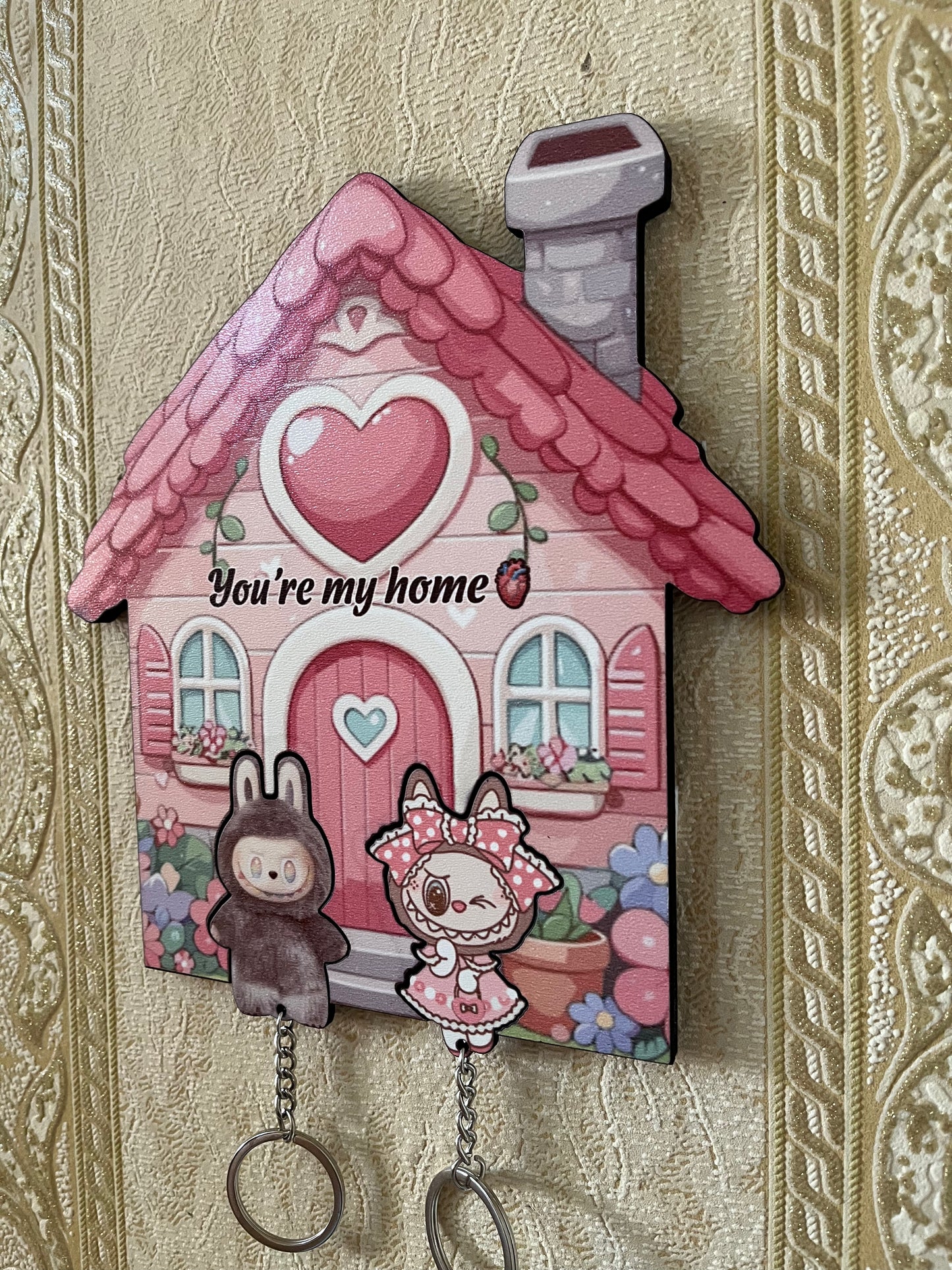 You're My Home - Labubu Wooden Keychain Holder