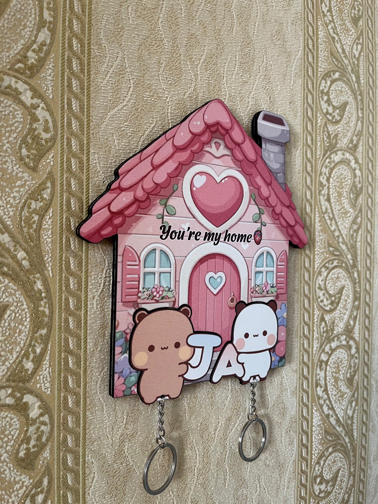 You're My Home - Personalized Wooden Keychain Holder