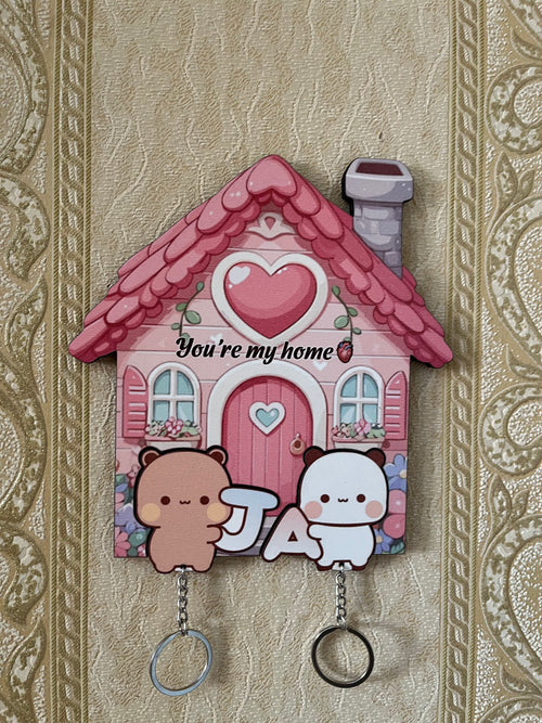You're My Home - Personalized Wooden Keychain Holder