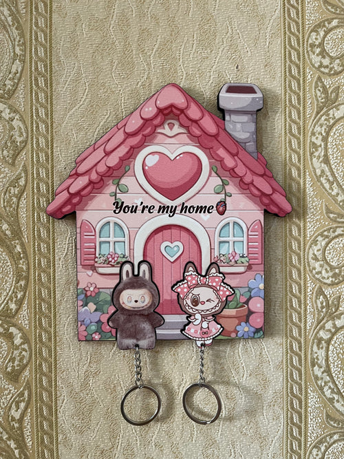 You're My Home - Labubu Wooden Keychain Holder