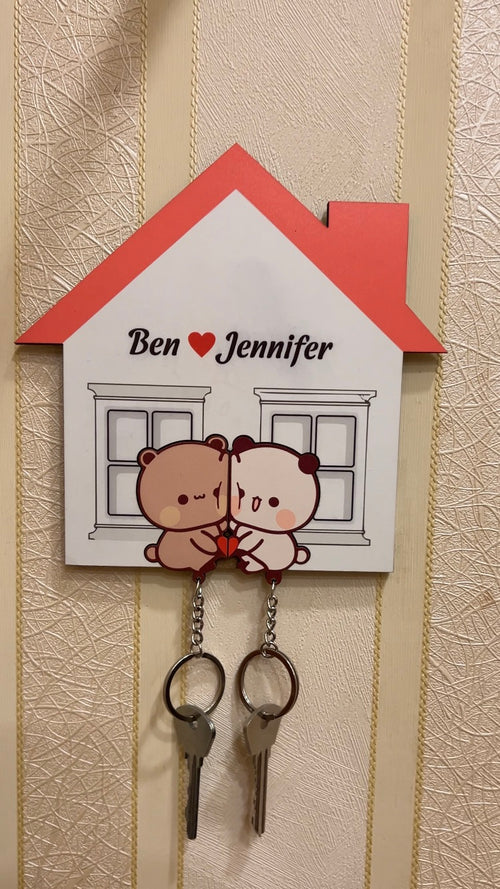 Personalized Wooden Keychain Holder - Dudu Bubu Couple