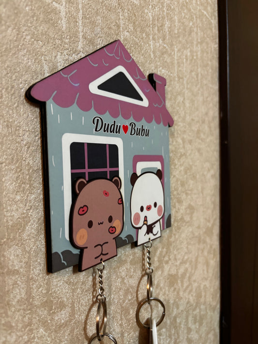 Dudu & Bubu Personalized Wooden House Keychain Holder